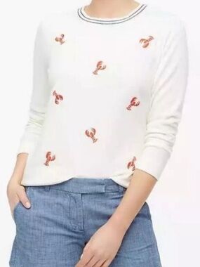 J Crew factory lobster print teddie sweater 100% cotton size M